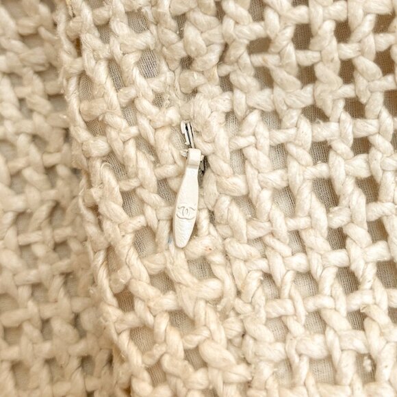 Chanel SS13 Ivory Open Knit Double Breasted Silk Sleeveless Dress - Picture 9 of 12